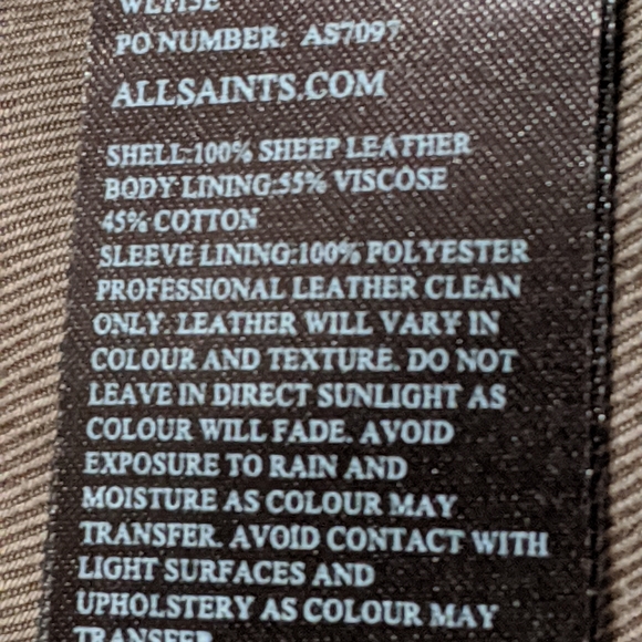 All Saints Balfern Leather Biker's Jacket Size 4 - Picture 4 of 16